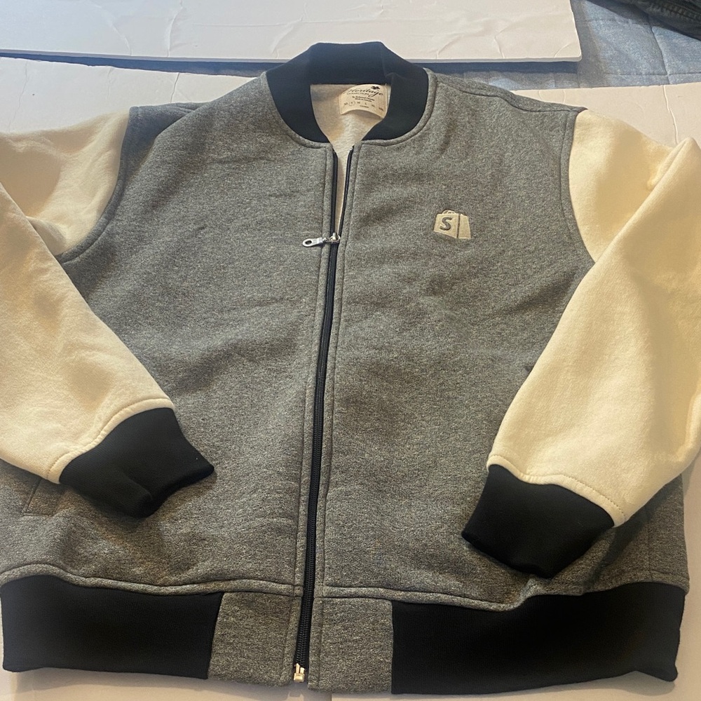 Gray and Cream Bomber Jacket